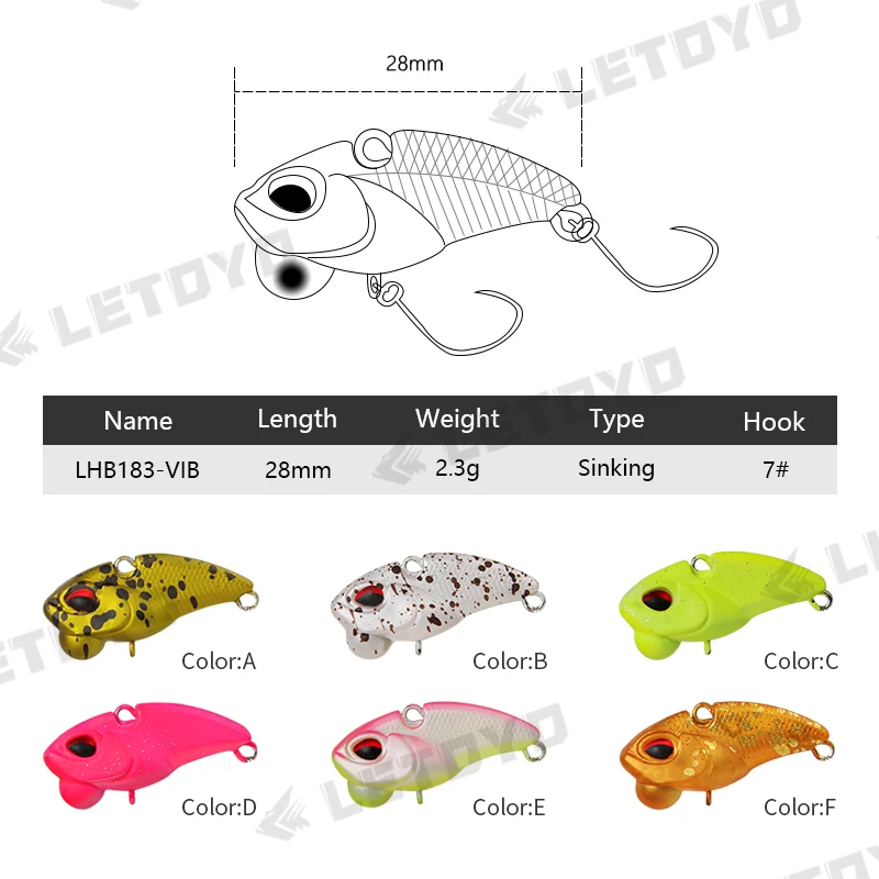 LETOYO Mini Vib Ratlin For Fishing vibration Sinking Lure Hard Bait Full Swimming Layer For Perch Fishing Trout Area Pesca