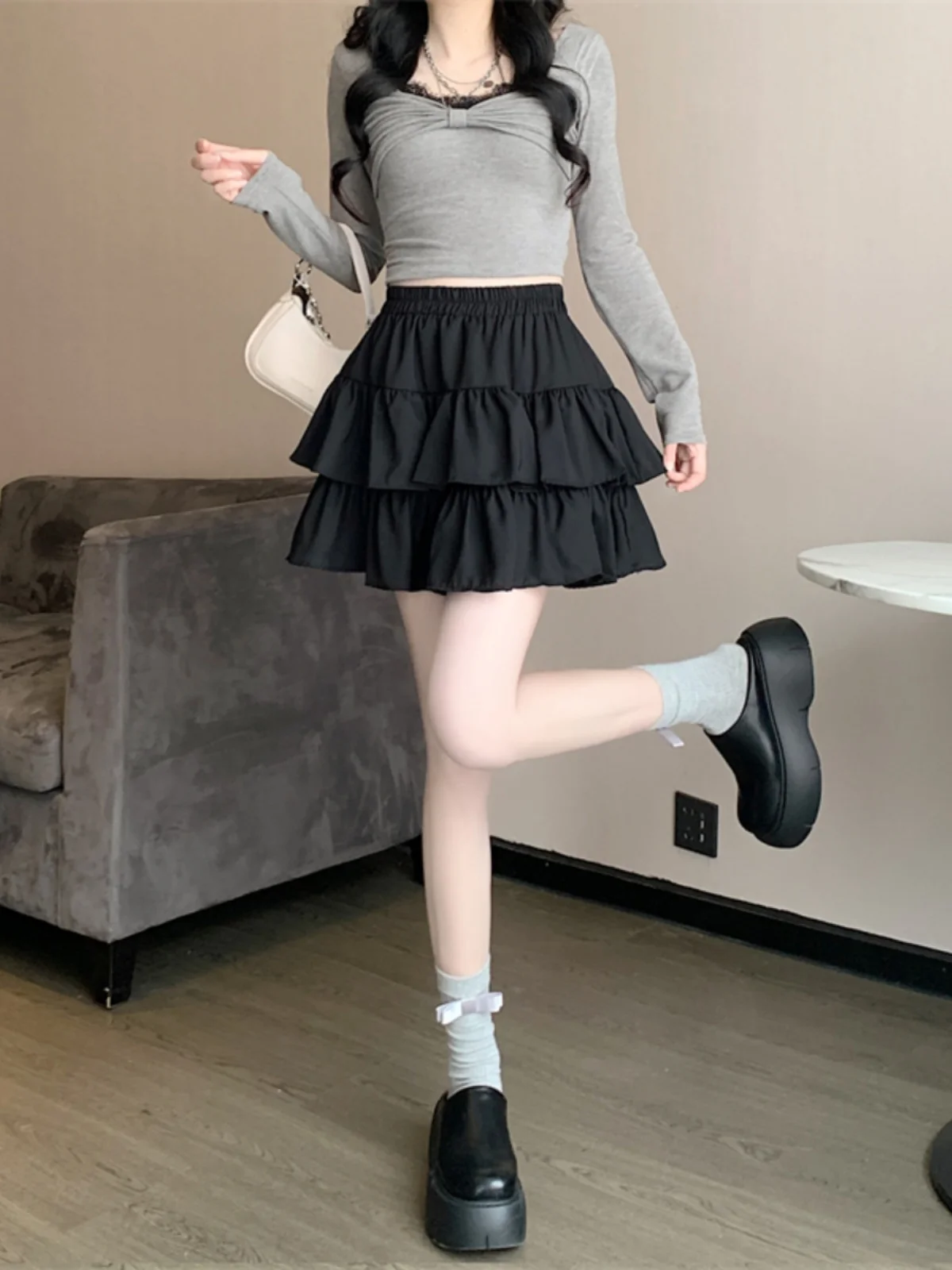 Weißer, ausgestellter F-Länge-Rock für Damen, A-Linien-Kuchenrock mit hoher Taille, bauschiger Ort-Rock für einen birnenförmigen Sommer in Übergröße