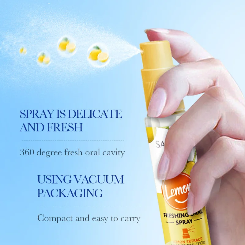 18ML Lemon Oral Fresh Mouth Spray Fresh Breath Eliminate Bad Breath Spray Deodorant Persistent Protable Fragrance No Alcohol