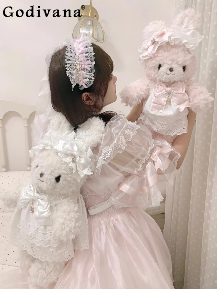

Original Cute Girl's Kawaii Bear Bag New 2026 Princess Lolita Backpack Student Daughter Large Capacity Backpack for Women