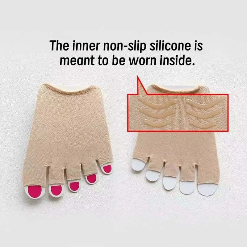 Baumwoll-Halbzehensocken mit Fünf Fingern für Damen, Unsichtbare Dünne High-Heel-Schuhe mit Vorderöffnung und Rutschfeste Einlegesohlen – Detail 6