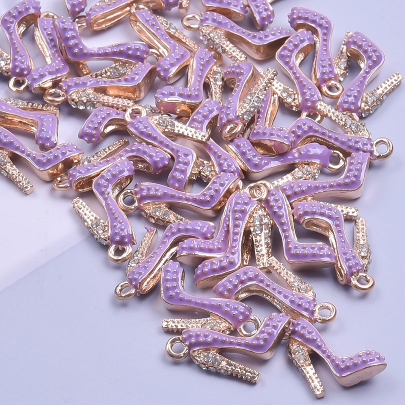 20Pcs 20x16m Enamels High Heels Charms Making Women Shoe Pendant Drop Oil Necklaces Keychains Jewelry Bulk Wholesale