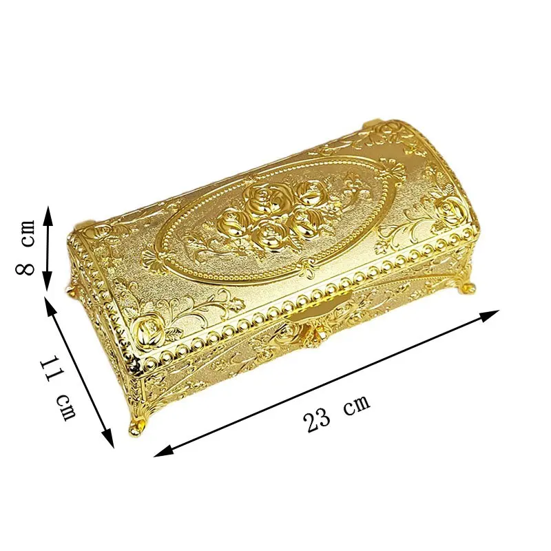 Europe Rectangle gold/sliver jewelry box desktop  metal storage box  tin box organizer for girl\'s gift Z202