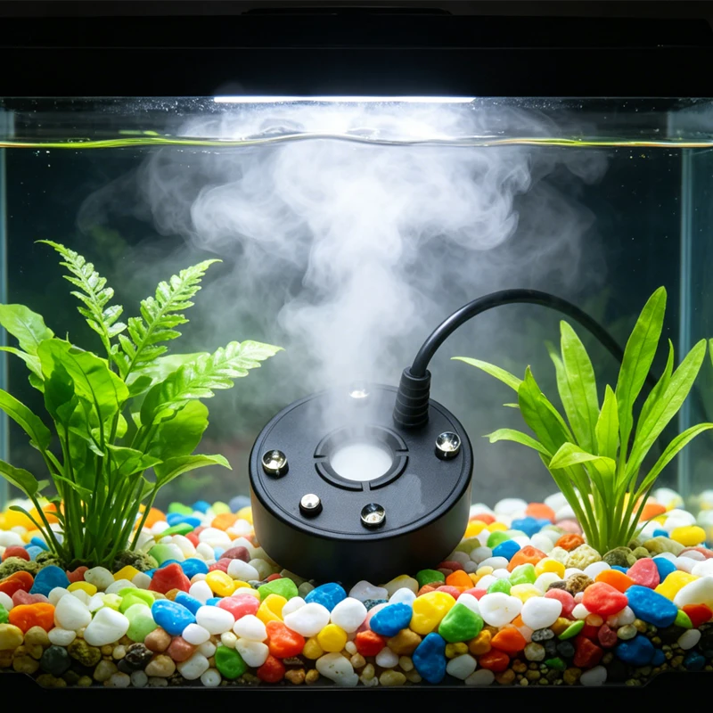 1 Stück 5V USB Nebelerzeuger Vernebler Wasserbrunnen Aquarium Teich Zerstäuberkopf mit 4 LED-Farblichtern – Detail 1