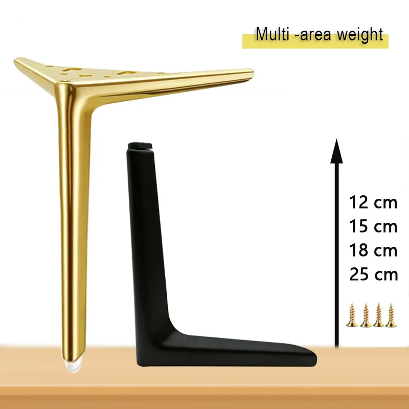 Oulylan 4pcs Metal Furniture Legs Black Gold Silver for Coffee Table Feet Sofa Chair Bathroom Cabinet Replacement Legs Hardware