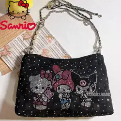 Miniso Hello Kitty New Women's Shoulder Bag Luxury Brand with Diamond Women's Bag Cartoon Fashion Women's Handbag Large Capacity