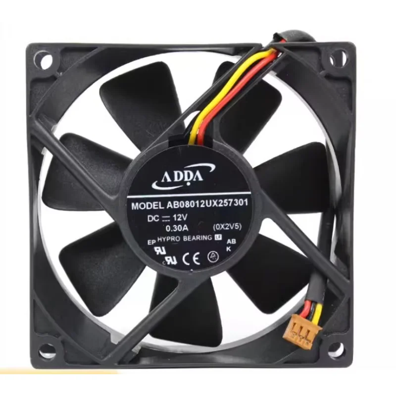 ADDA AB08012UX 257301   DC 12V 0,30A 80x80x25mm 3-przewodowy wentylator chłodzący do serwerów
