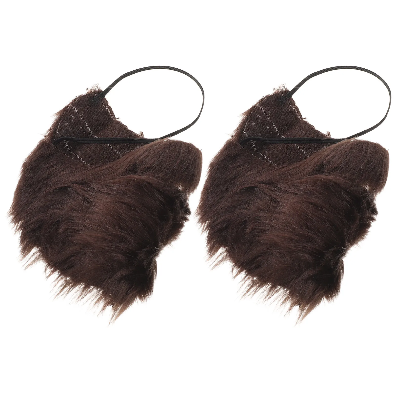 2Pcs Men Fake Beard Brown Short Realistic Costume for Halloween Party Cosplay Full Beard Reusable Role Play Accessory