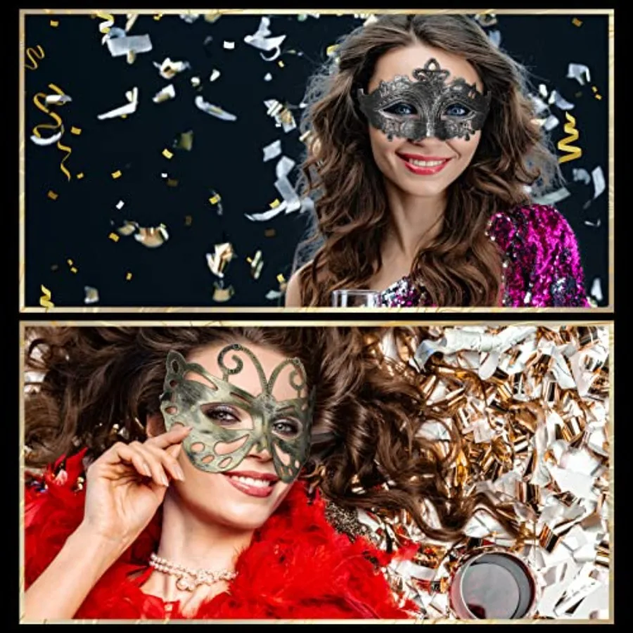 60 قطعة قناع تنكر السائبة خمر قناع البندقية العتيقة للنساء الرجال كرنفال هالوين ماري العشب زي حفلة-أنيقة H #6