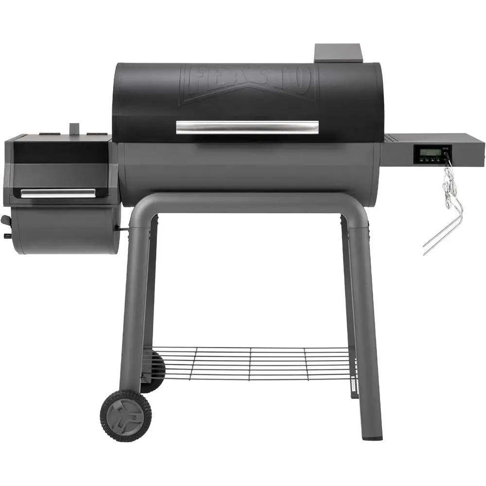 

30-дюймовый цифровой гриль для барбекю на углях, 2 датчика температуры, 815 кв. футов. Внутри. Печь для приготовления пищи, уличный гриль-коптильня, черный и серый цвета