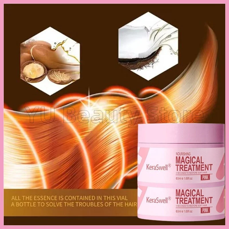 Masque Capillaire Magique, Réparateur en 5 Secondes, Cheveux Endommagés, Frisés, Doux, Lisse, Brcorporelle, Hydrate en Profondeur, Soin Intensif,