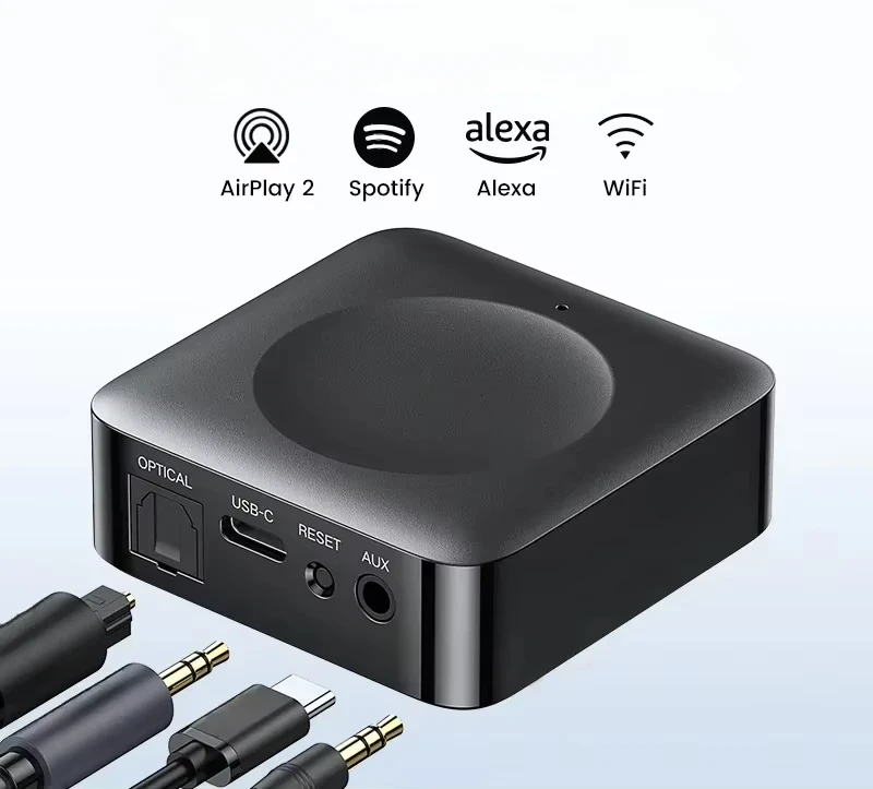 Speaker For Airplay2 Music Adapter with Siri & Alexa WiFi 2.4/5G HiFi Audio Receiver Preamplifier DLNA Optical  3.5mm