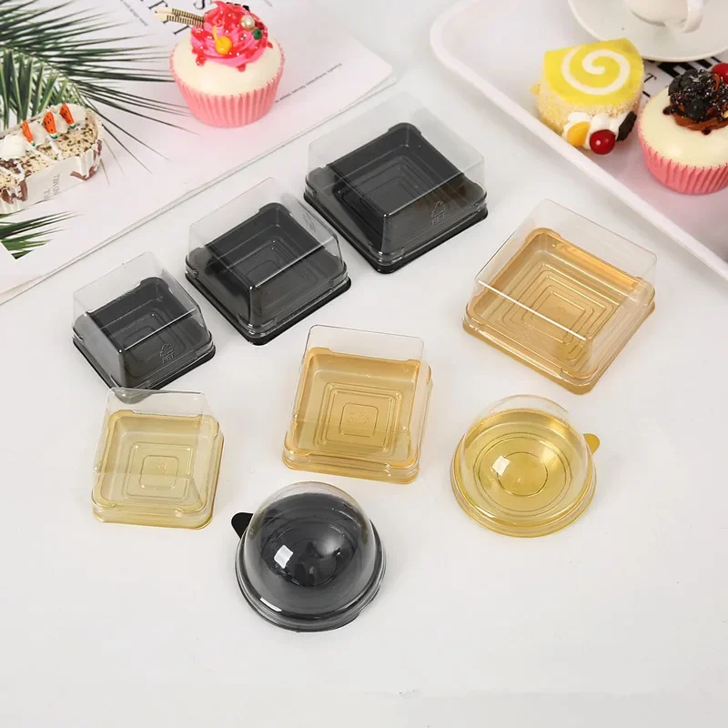 50 Uds. Yema de huevo crujiente individual redonda nieve Meiniang piel de hielo pastel de Luna embalaje fondo de cuña hecho a mano galleta pastel Snack