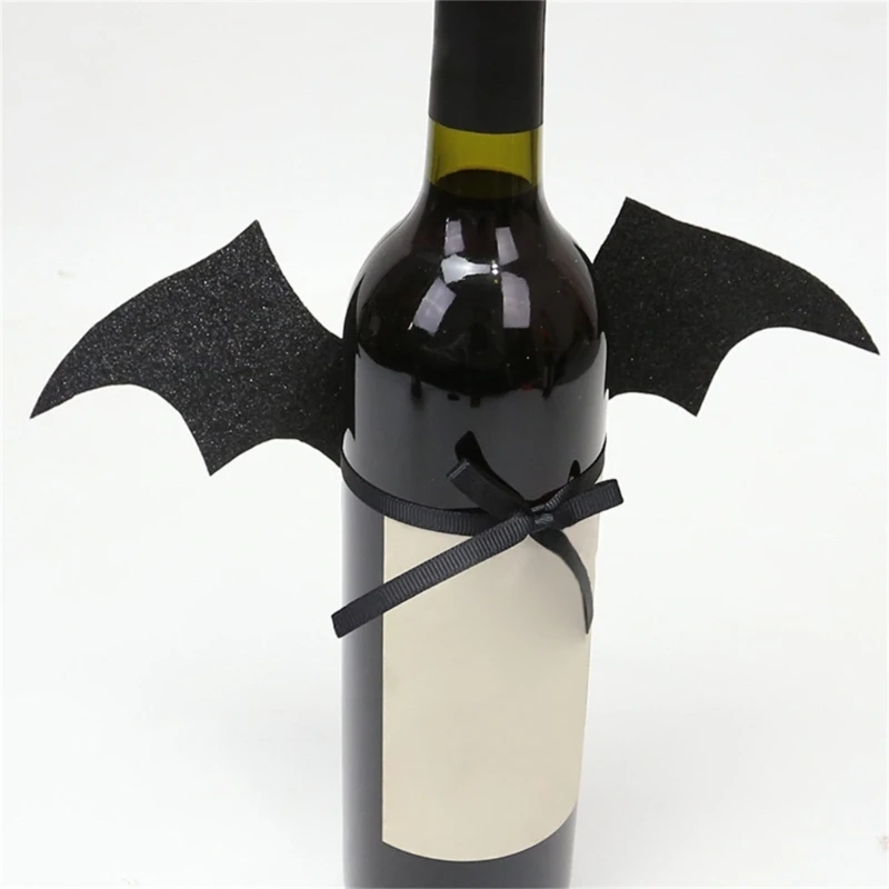 Pack of 6 Enchanting Halloween Wine Bottle Enhancements with Hat Bowknot Accents