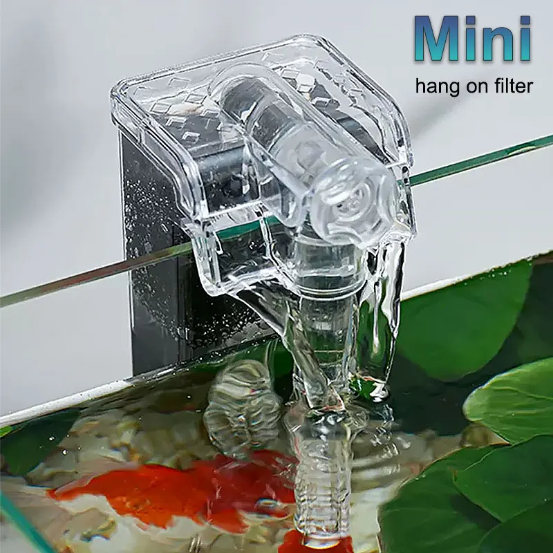 Aquarium Hang On Filter Mini Filter Fish Tank USB power interface 2.5W Flow 250H/L Suitable for fish tanks below 30cm