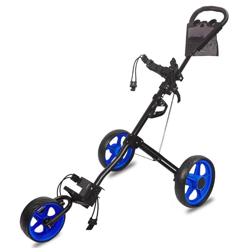 عربة جولف قابلة للطي، عربة سحب فرامل اليد ثلاثية العجلات مع حامل مظلة #3