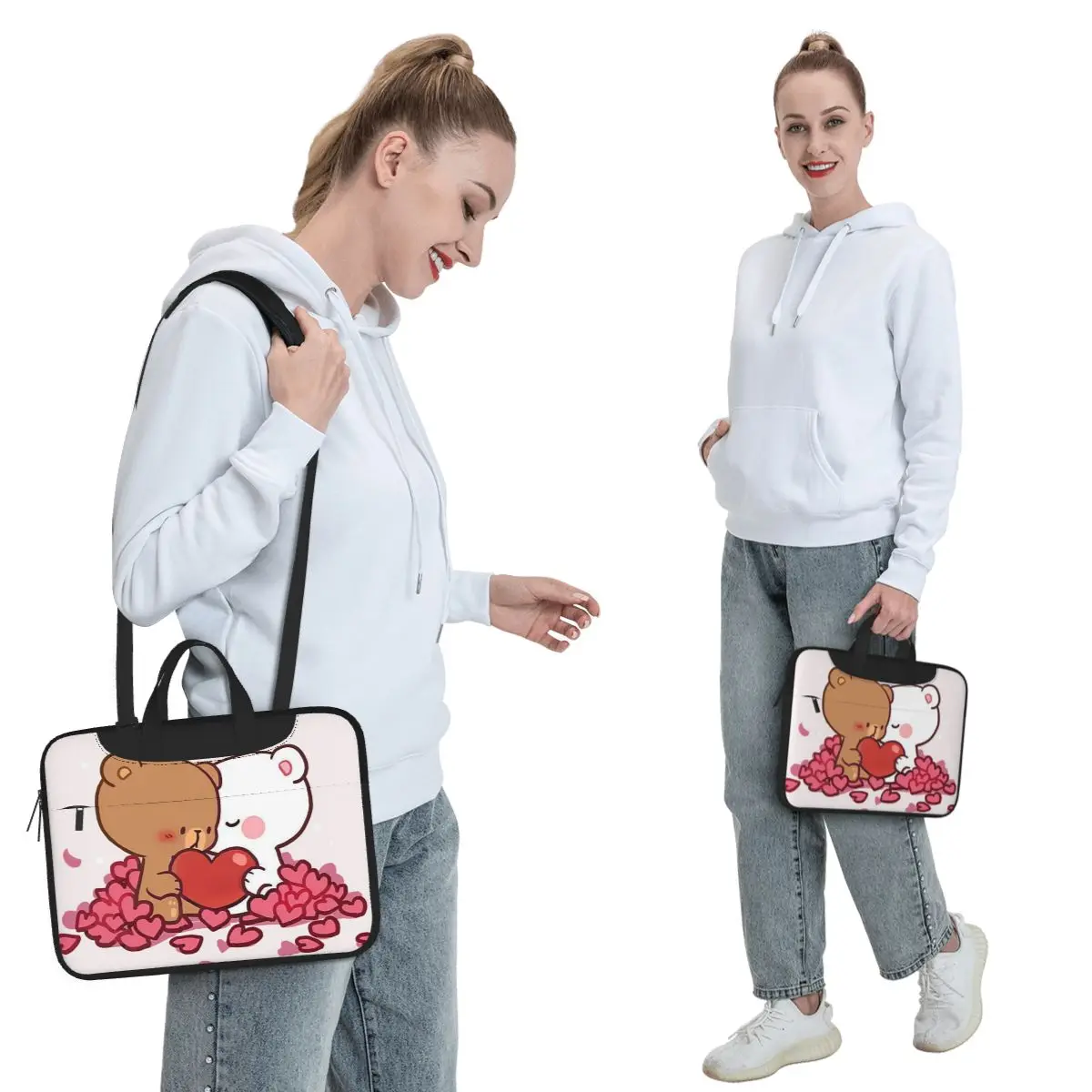 Peach And Goma Bubu Dudu Balloon Crossbody Laptop Bag Case Computer Bag 13 14 15.6 Inch Notebook Pouch for Macbook Pro Lenovo