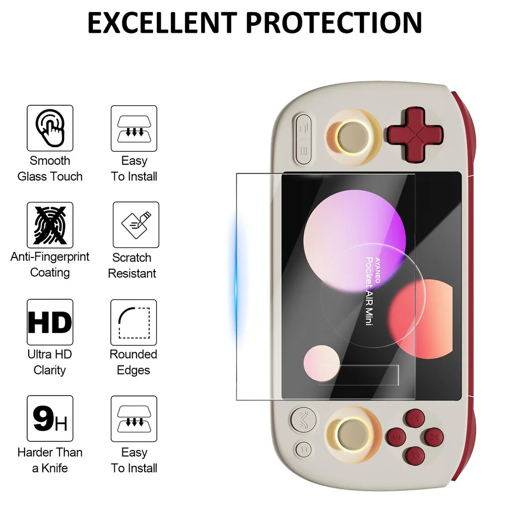 1-5PCS Tempered Glass For AYANEO Pocket AIR Mini Handheld Game Console Screen Protector 9H Anti-Scratch Glass HD Clear Film