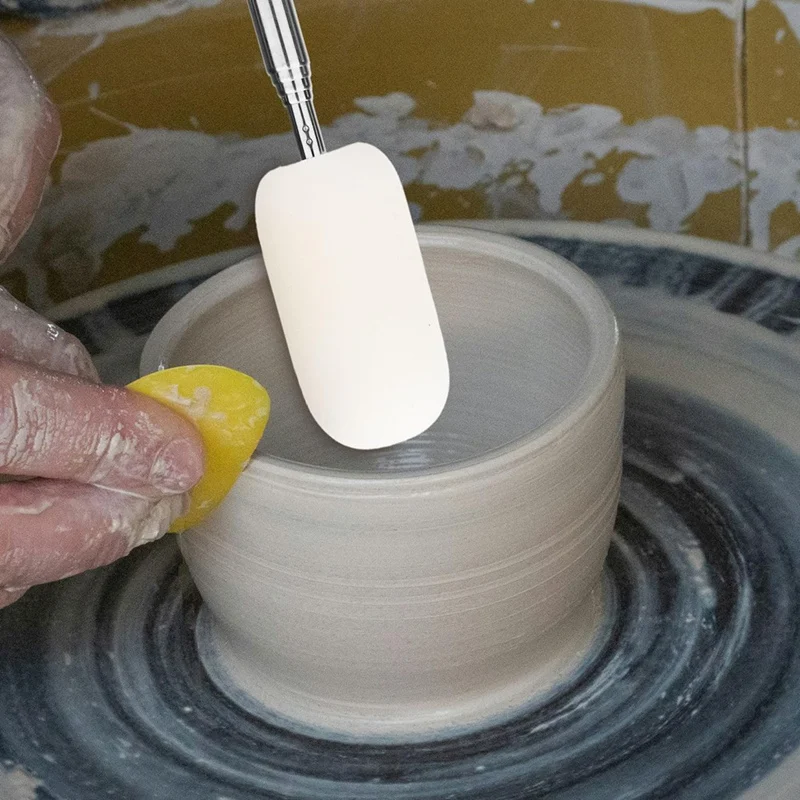 2 قطعة عصا إسفنجية تصغير للفخار، أدوات طينية قابلة للسحب، إسفنجة طين على عصا بمقبض