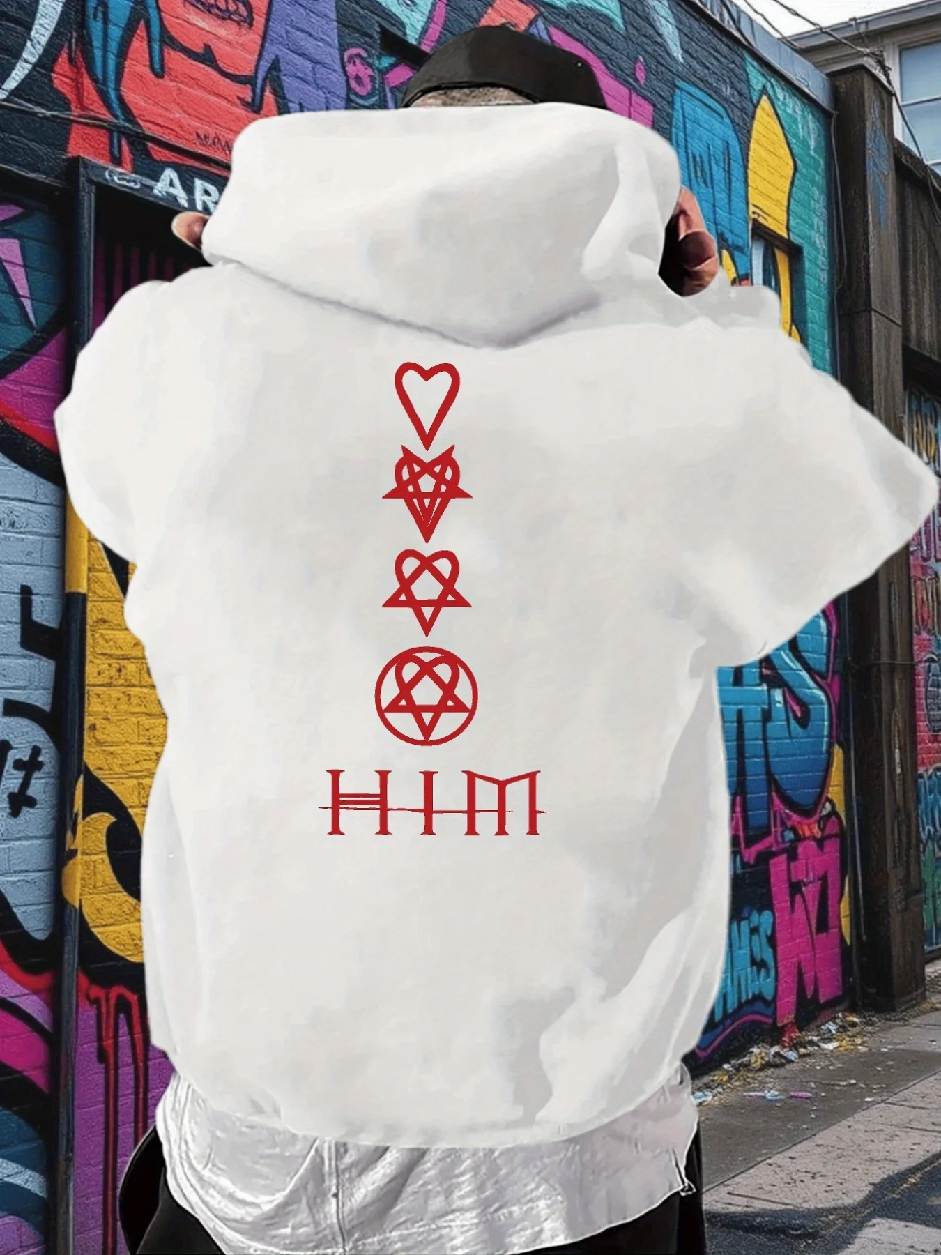 

Большой готический пуловер с красным символом и графическим рисунком, уличная толстовка в стиле панк, выкройки с принтом на спине, мужские толстовки