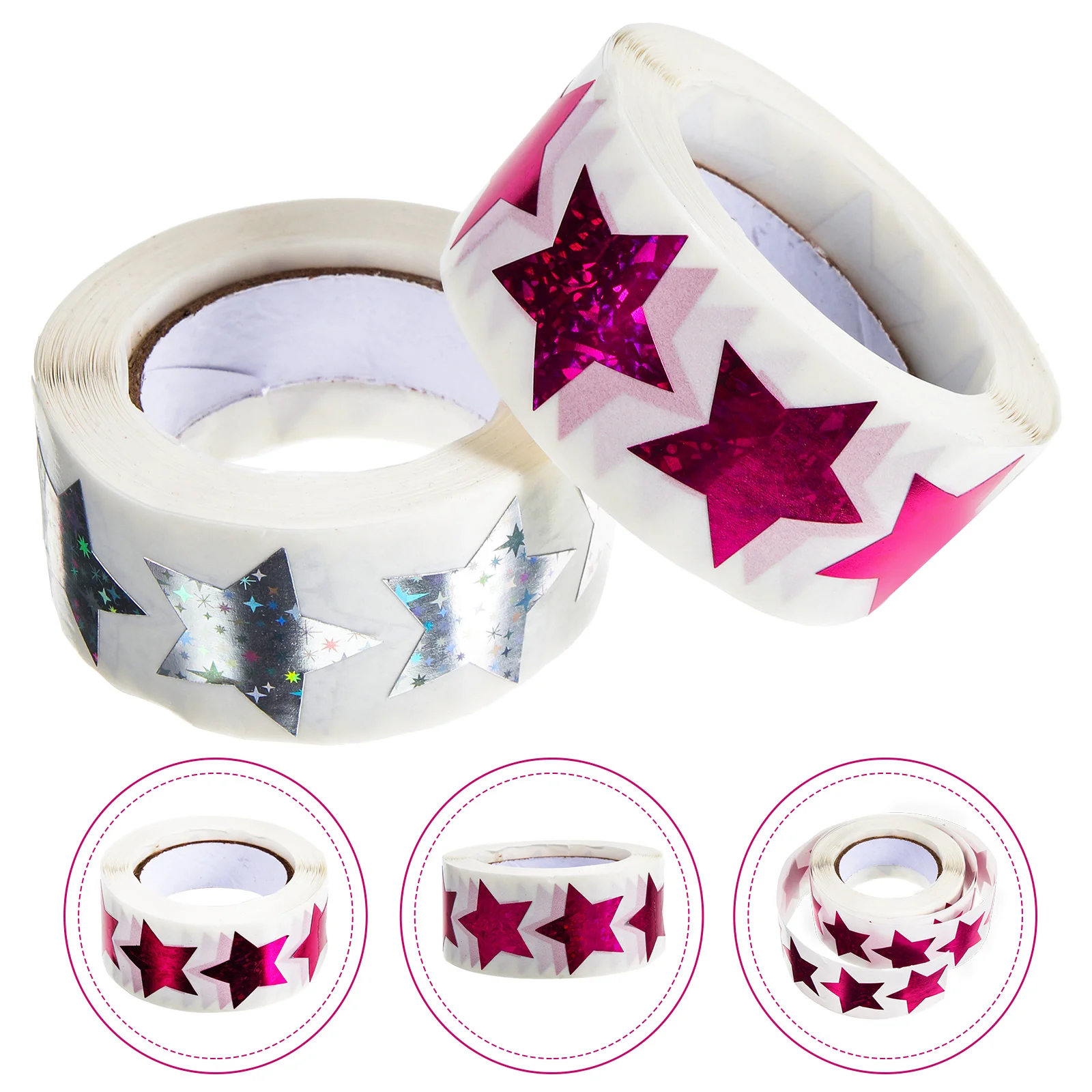 2 Rolls Self-adhesive Label Decorative Star Stickers Kindergarten Reward Shape Five-pointed for Children Nail