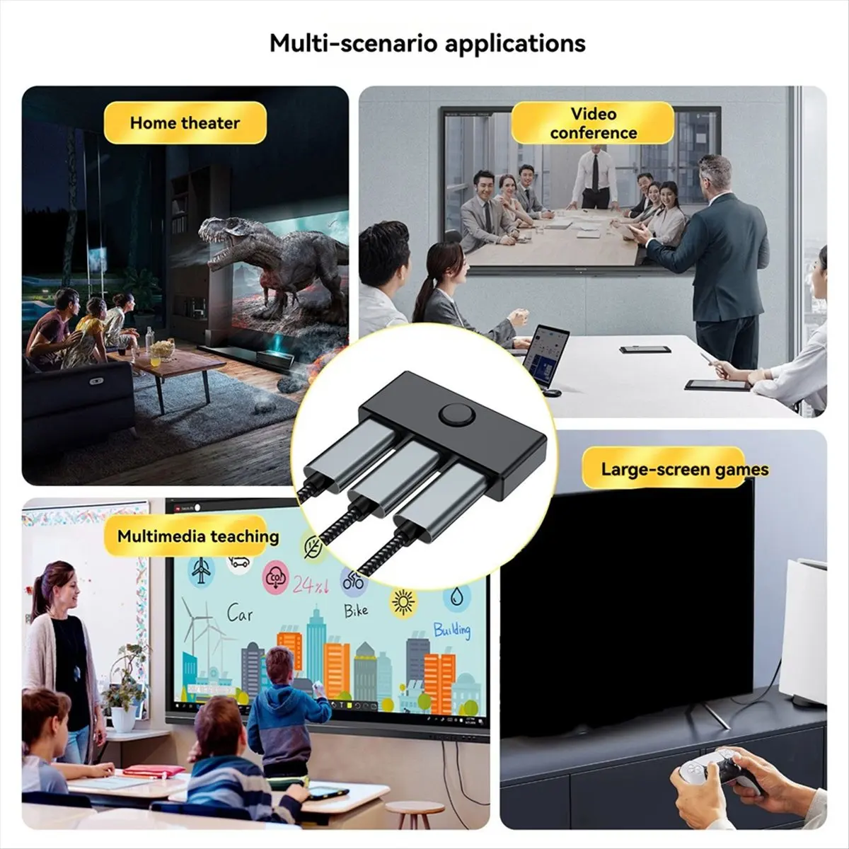 -Compatible Switcher 8K 60Hz Bi-Direction HD Splitter 1x2/2x1 HD Switcher for -Compatible Switcher