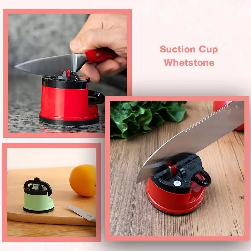 Hot Portable Red Suction Cup Sharpener Tool Suitable Home Kitchen Friut Cut-knife Tool Outdoor Household Sharpener Accessories