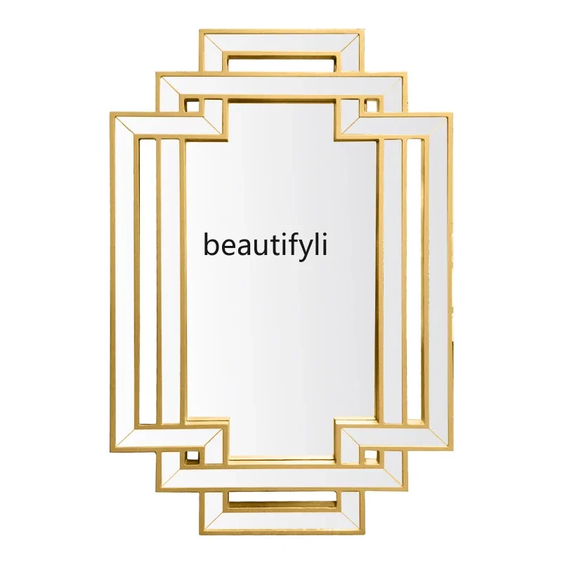 

Nordic bathroom mirror household wall-mounted cosmetic mirror light luxury square entrance wall-mounted decorative mirror