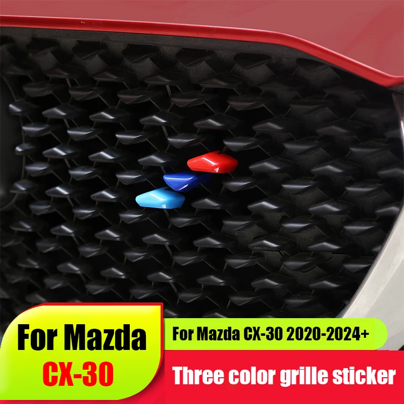 

Для Mazda CX-30 2020 2022 2023 2024: трехцветная решетка радиатора из ABS-пластика, элемент для внешнего тюнинга