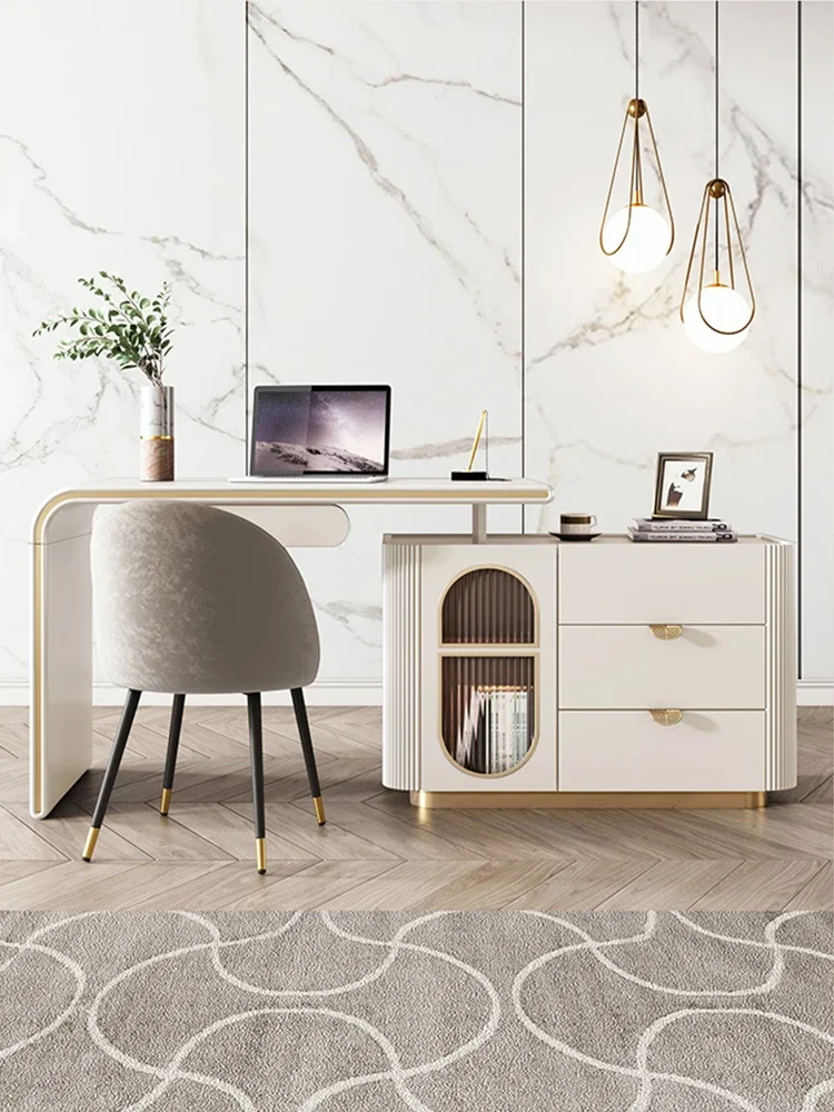 

Nordic modern minimalist corner desk bookcase integrated double desk household small retractable computer desk