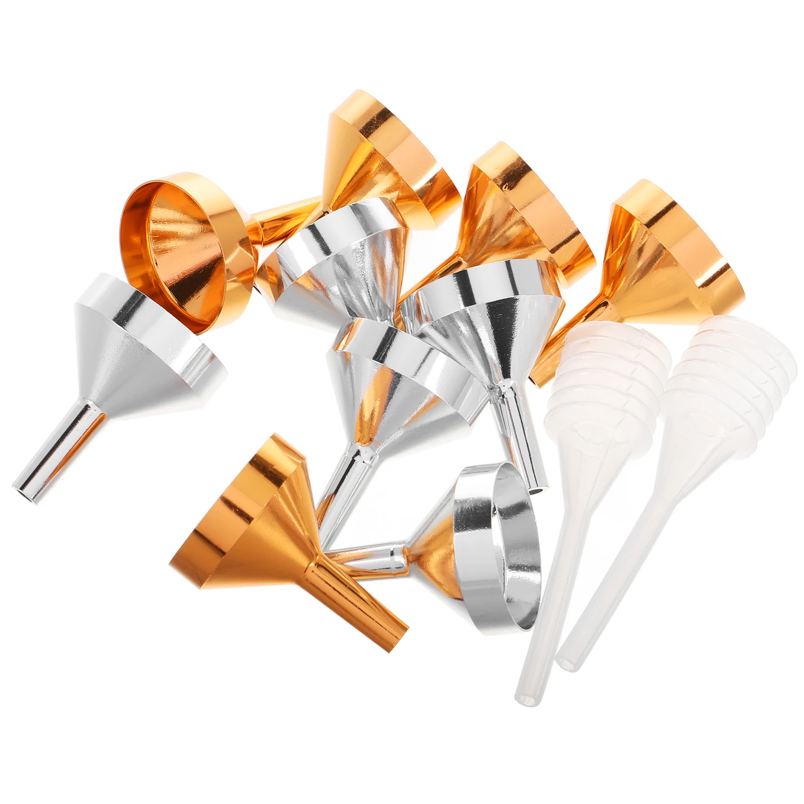 

12Pcs Small Metal Funnel Set Mini Dispensing Tools for Liquids Powders in Bottles Lab Funnels Kitchen Use Portable Design
