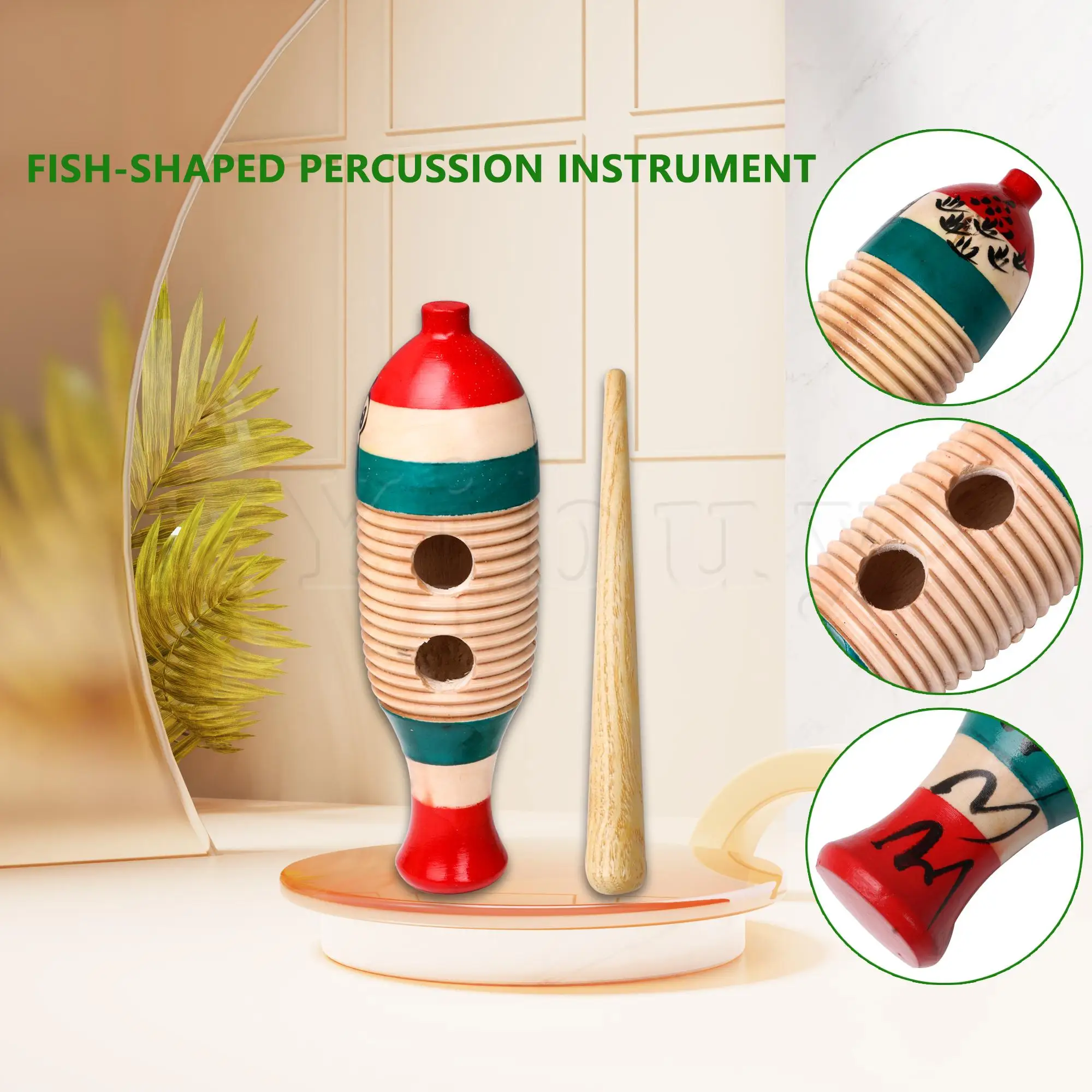 

Yibuy 10 pcs Wooden Fish Shape Guiro Percussion Instrument for Scraper Early Learning