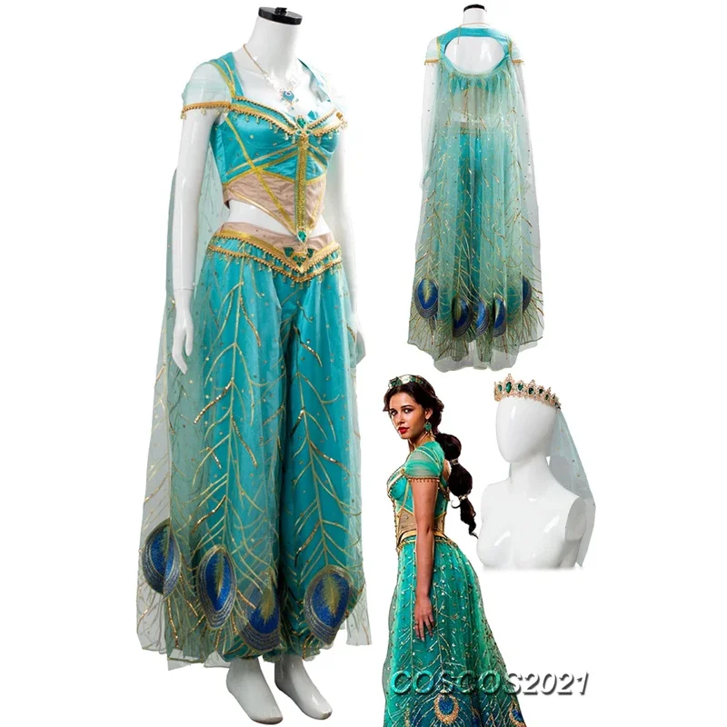 Princess Peacock Cosplay Role Play 2019 Movie Naomi Scott Costume Disguise Adult Women Fantasy Fancy Dress Up Party Clothes