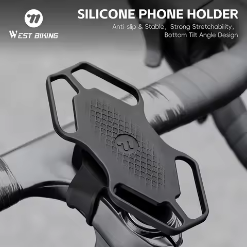 WEST BIKING Bicycle Phone Holder Silicone Phone Holder For 4.5-6.7 inches Phone Screen Anti-slip Cycling Cellphone Support Mount