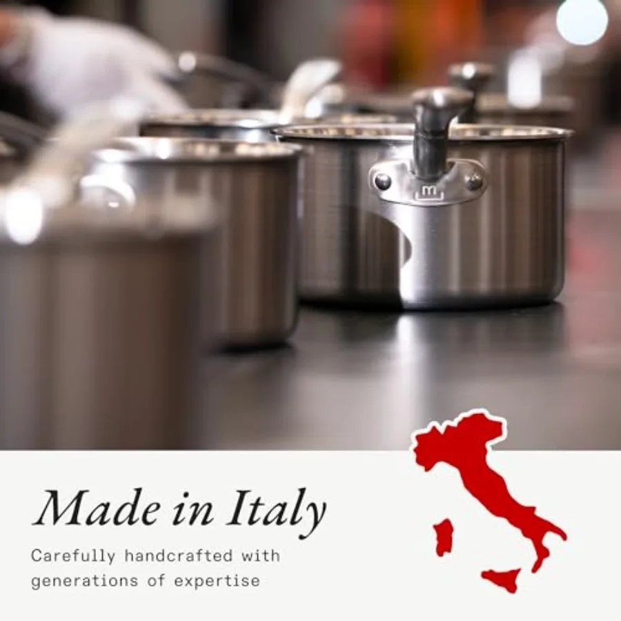 Cookware - 3/4 Quart Stainl Steel utter Warmer - 5 Ply Stainl Clad - Profional Cookware - Crafted in Italy - Induction Compatil