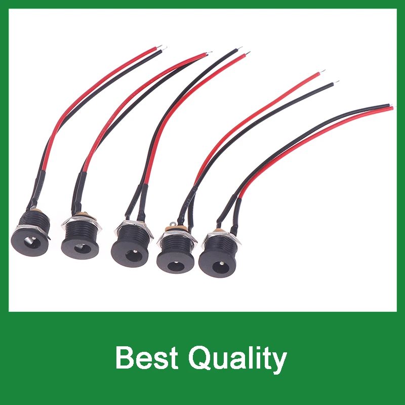 Female Panel Mount Port - DC Power Jack Socket, Easy Snap; 5/10pcs, 5.5*2.1mm.