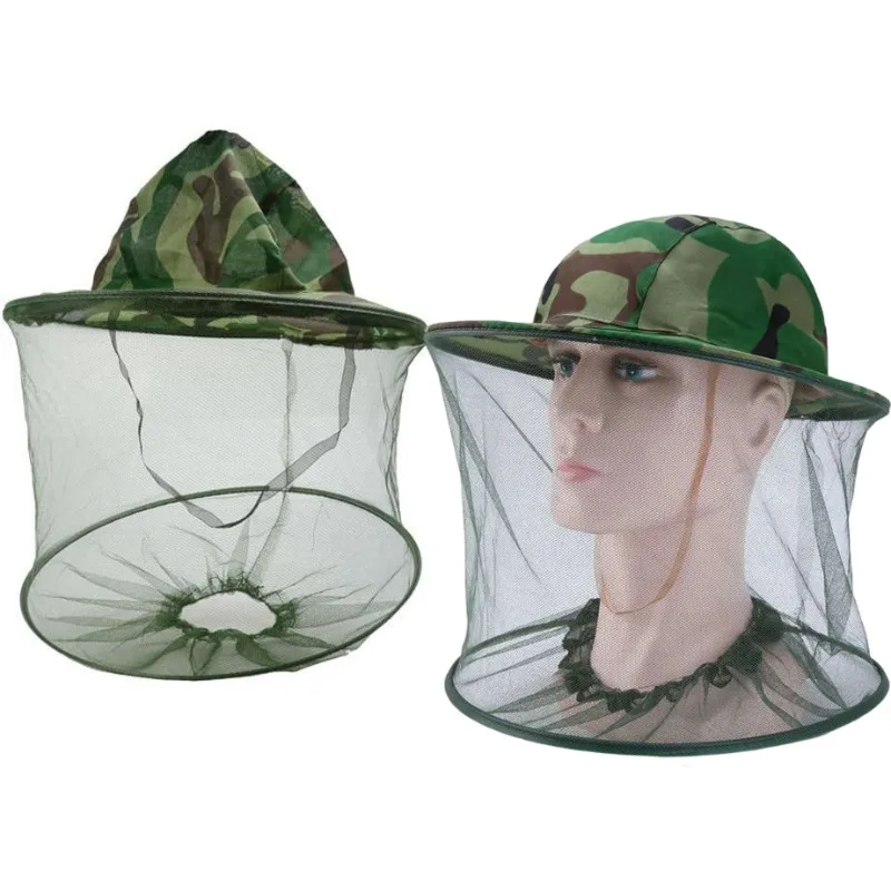 1pc Beekeeping Veil Hat Mesh Head Net Protective Hood Anti Mosquito Camouflage Breathable Face Cover Sun Protection for Outdoor