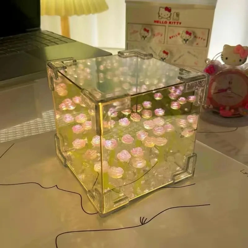 Creative Diy Tulip Flower Sea Cube Three-Dimensional Small Night Lamp Material Package for Girlfriend Couple Girlfriends