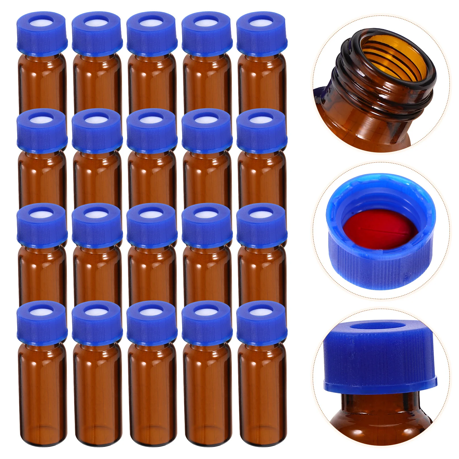 ขวดแก้วขนาดเล็ก 2 มล. พร้อมฝาปิด 100 ชิ้น สำหรับเก็บตัวอย่างอย่างมีประสิทธิภาพ ป้องกันการรั่วซึม ชุดขวดเก็บตัวอย่างพร้อมฝาปิด