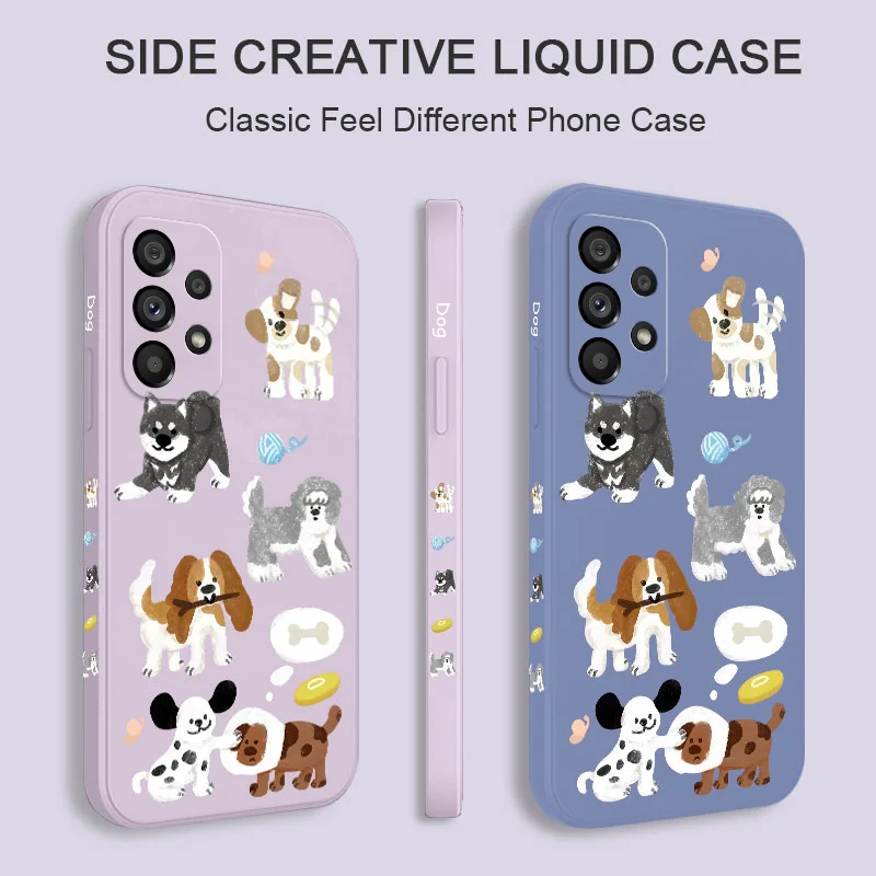 Chalk Drawing Dog Case For Samsung Galaxy A73 A53 A33 A23 A13 A03 A72 A52 A52S A32 A22 A12 A02 A02S A71 A51 A31 A21S 4G 5G Cover