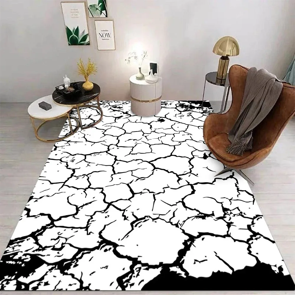 Lava Crack Pattern Carpet Various Styles with Red Orange Glowing Crackle Designs Non Slip Rug for Living Room Decor