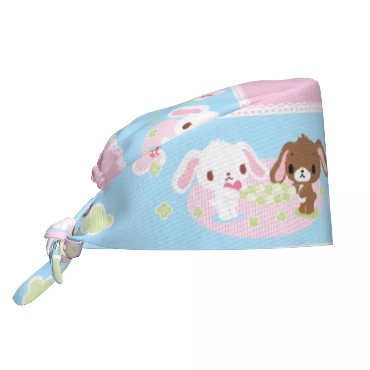 キュートなシュガーラビット、シュガーバニーズ、スクラブキャップ、クラシックビューティーペット、獣医、手術用キャップ、男性用、女性用、ペットグルーミング、看護作業用キャップ、帽子
