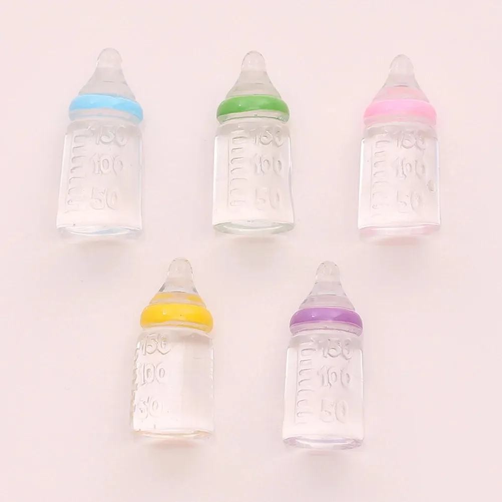 10Pcs 10×22mm Realistic Mini Milk Feeding Bottle Miniatures, Simulated Bottle Decor Parts, Ideal for DIY Keychain Pendants