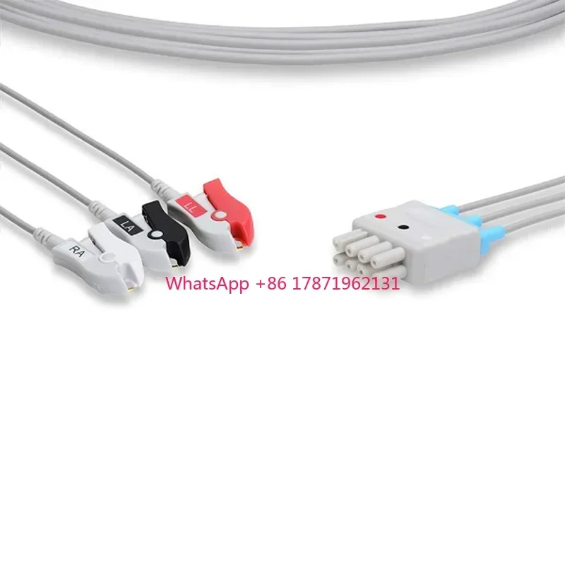 Nihon Kohden compatible 5 Lead  EKG ECG EEG Electrode Cable leadwire for CardioLife AED