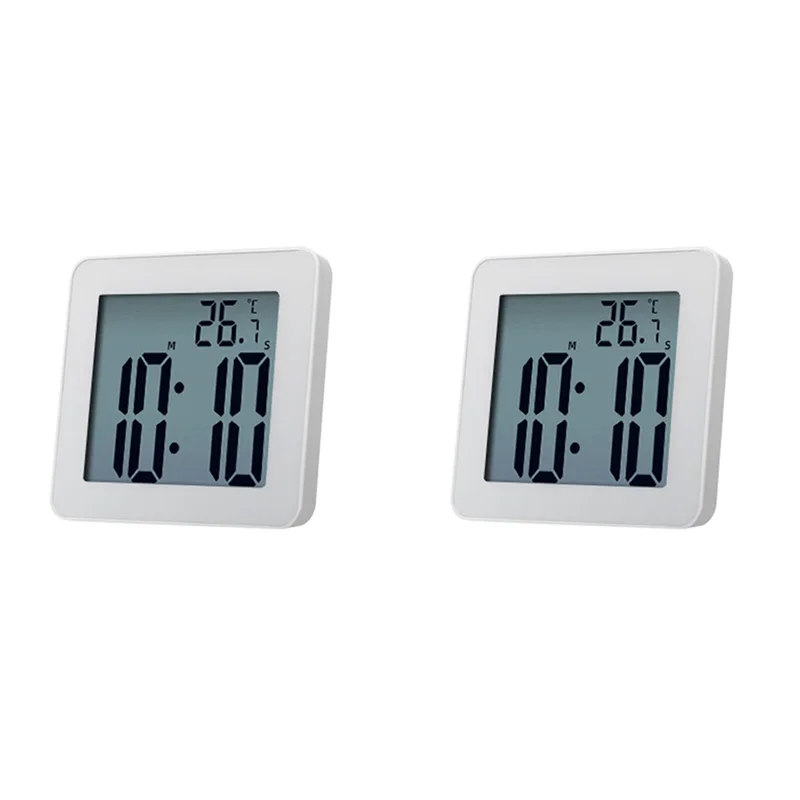 

A70P 2X Digital Bathroom Clocks Simple LCD Electronic Alarm Clock Waterproof Shower Watches Temperature Clocks Hanging Timer