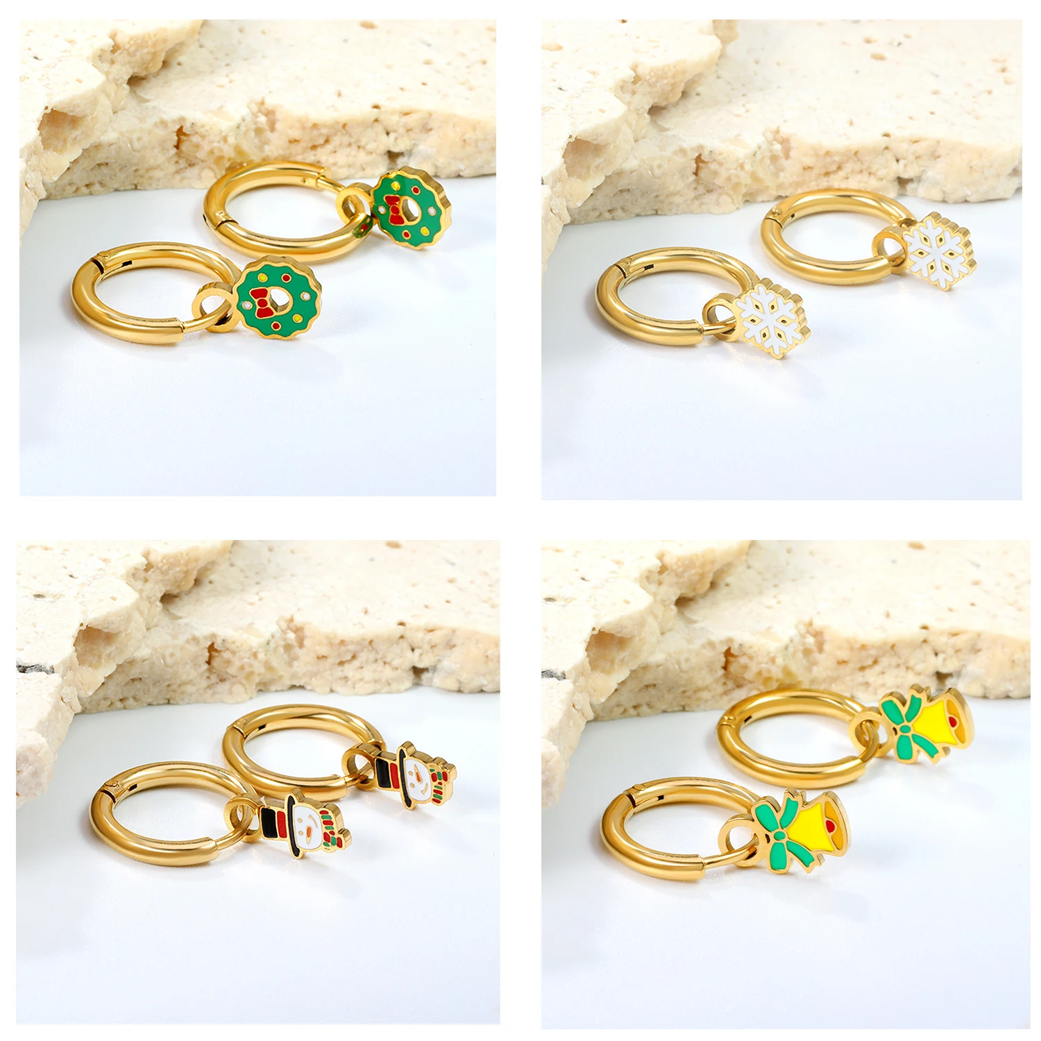 Weihnachtsglocke, Weihnachtsmann-Anhänger-Ohrringe für Mädchen, süßes kreatives Design, Öltropfen-Schmuck aus Edelstahl, einzigartige Halloween-Nische.