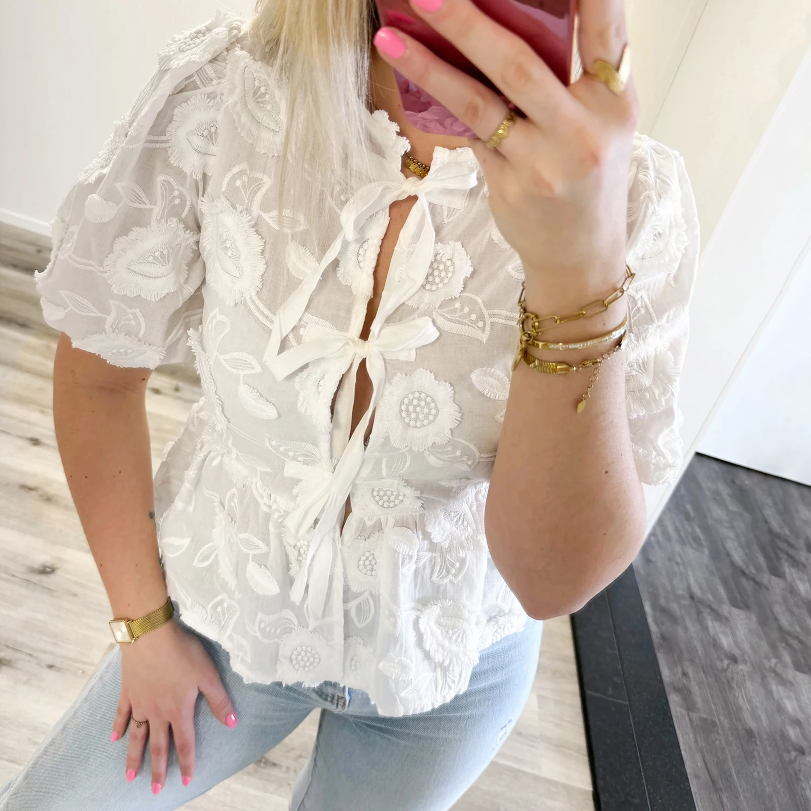 

hirigin Puff Short Sleeve Babydoll Peplum Tops for Women Y2k Tie Front Ruffle Hem Blouse Cute Retro Vintage Lace Up Shirt