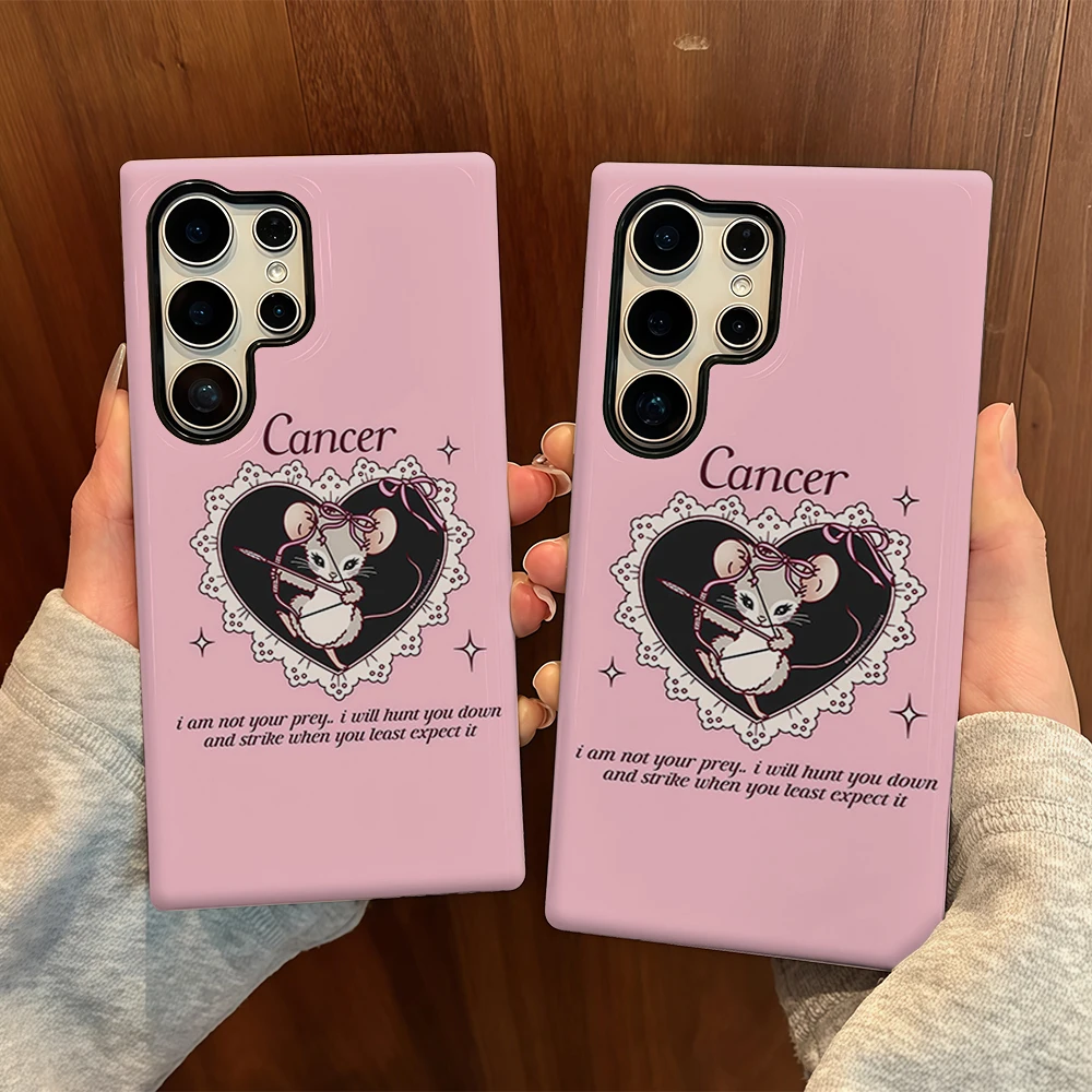 Mouse Pink Bow Arrow For Samsung Galaxy Phone Case S23 S20 S25 FE S24 Plus S26 Ultra 2-IN-1 Shockproof Bumper Hard PC