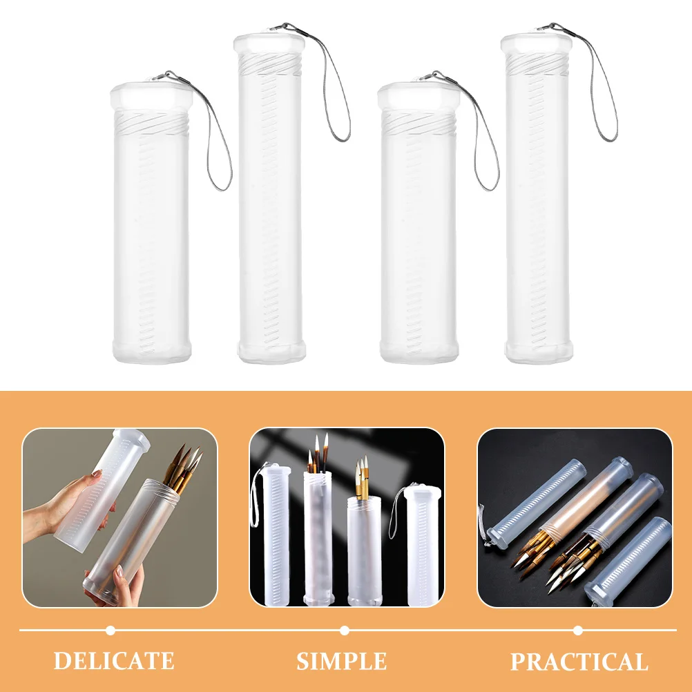 4 قطع حاوية فرشاة رسم شفافة قابلة للتعديل، تصميم حلزوني، منظم لوازم فنية للفنانين وعشاقها #4