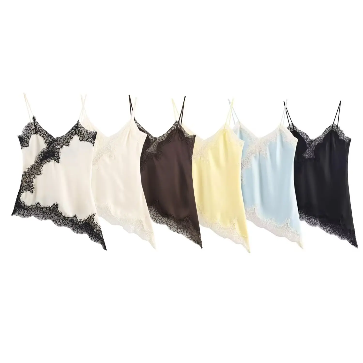 Women's Casual Fashion Style Top Lace Trimmed For Woman Backless Deep V Suspenders Sleeveless Solid Color Vest Charming QAFL